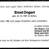 Ongert Ernst 1907-1980 Todesanzeige